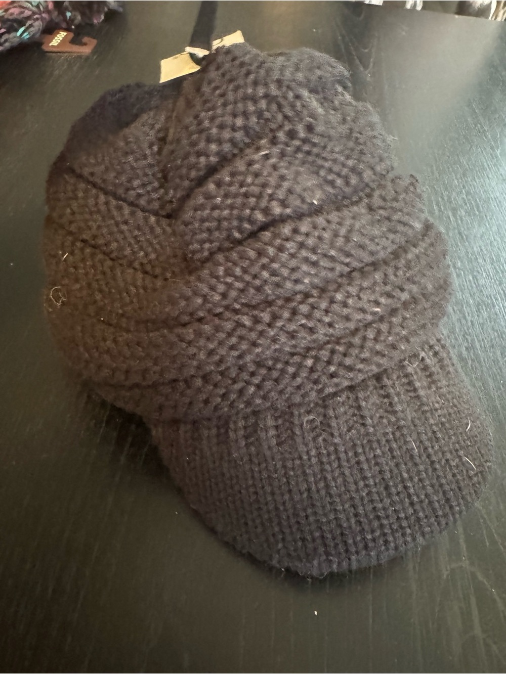 NWT C.C Black Knit Visor Beanie Hat